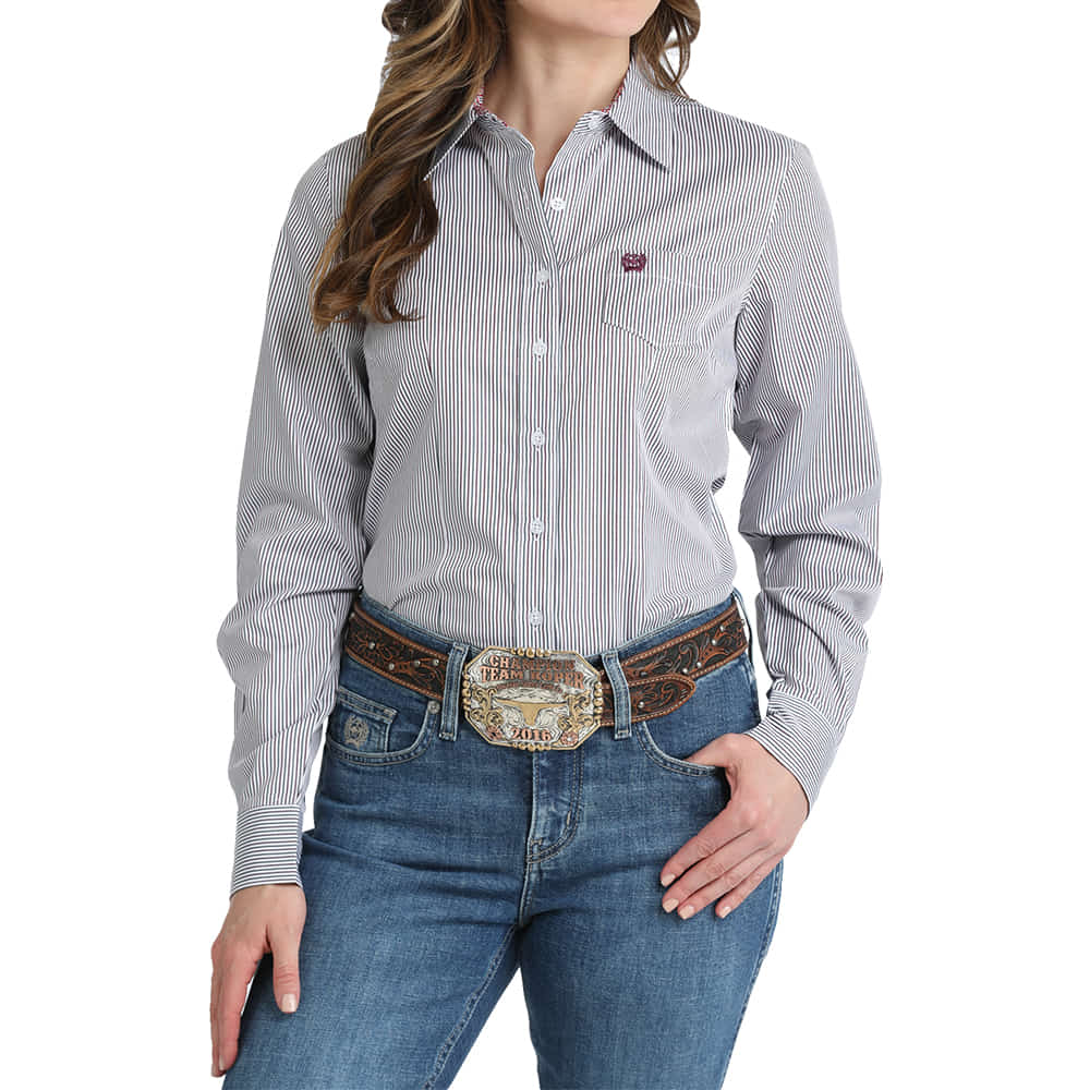 Cinch Apparel Cinch Women's Long Sleeve Tencel Button-Down Shirt in White