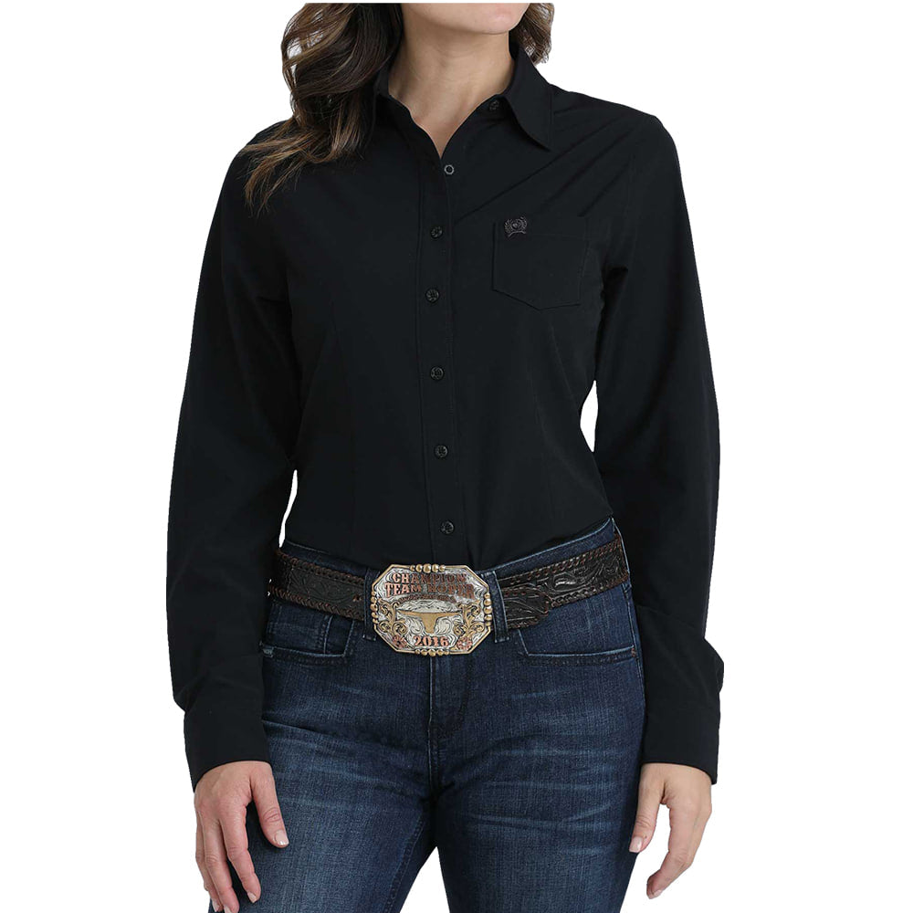 Cinch Apparel Cinch Womens Arenaflex Black Western Long Sleeve Shirt