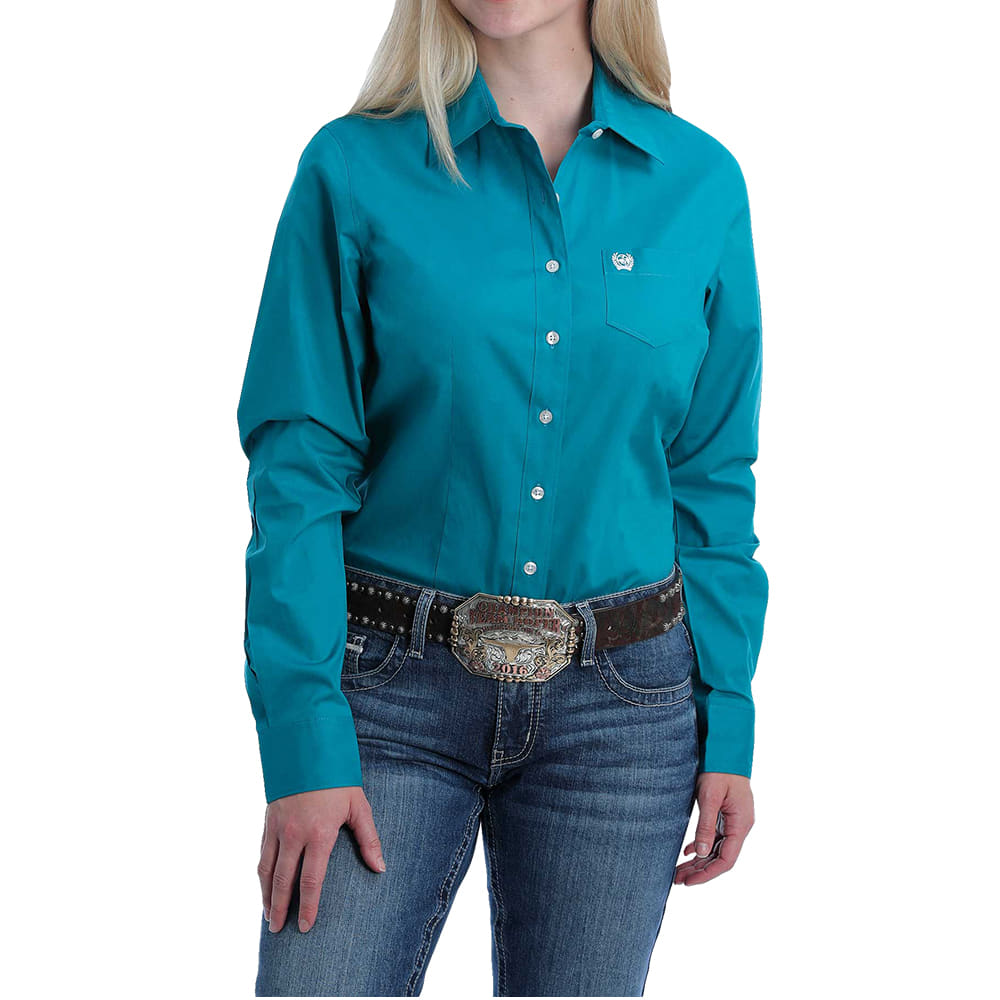 Cinch Apparel Cinch Womens Teal Long Sleeve Shirt