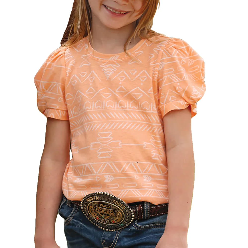 Cinch Apparel Girls Puff Sleeve Jersey Tee