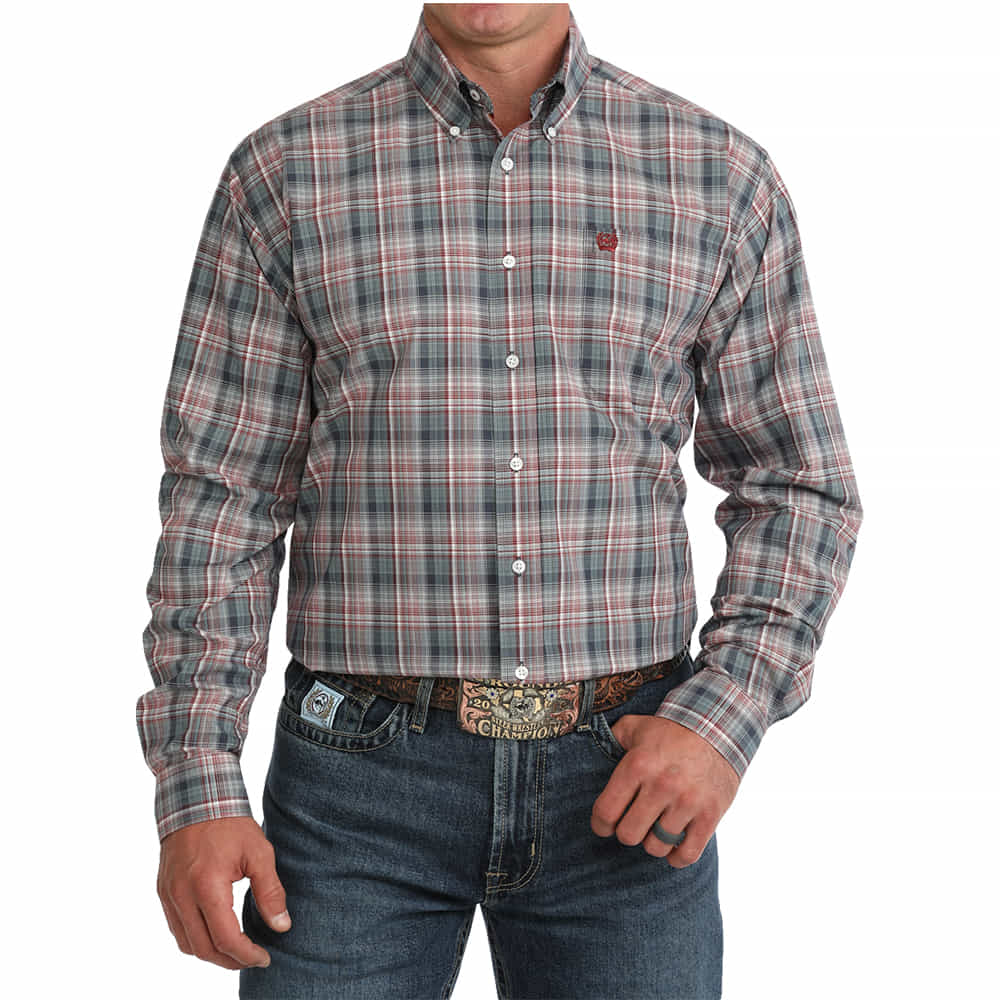 Cinch Apparel Plaid Long Sleeve Button Down