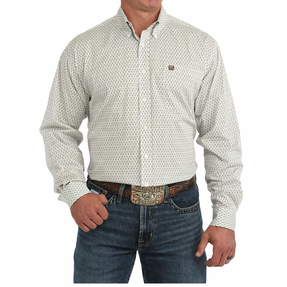 Cinch Apparel Printed Stripe Long Sleeve Button Down