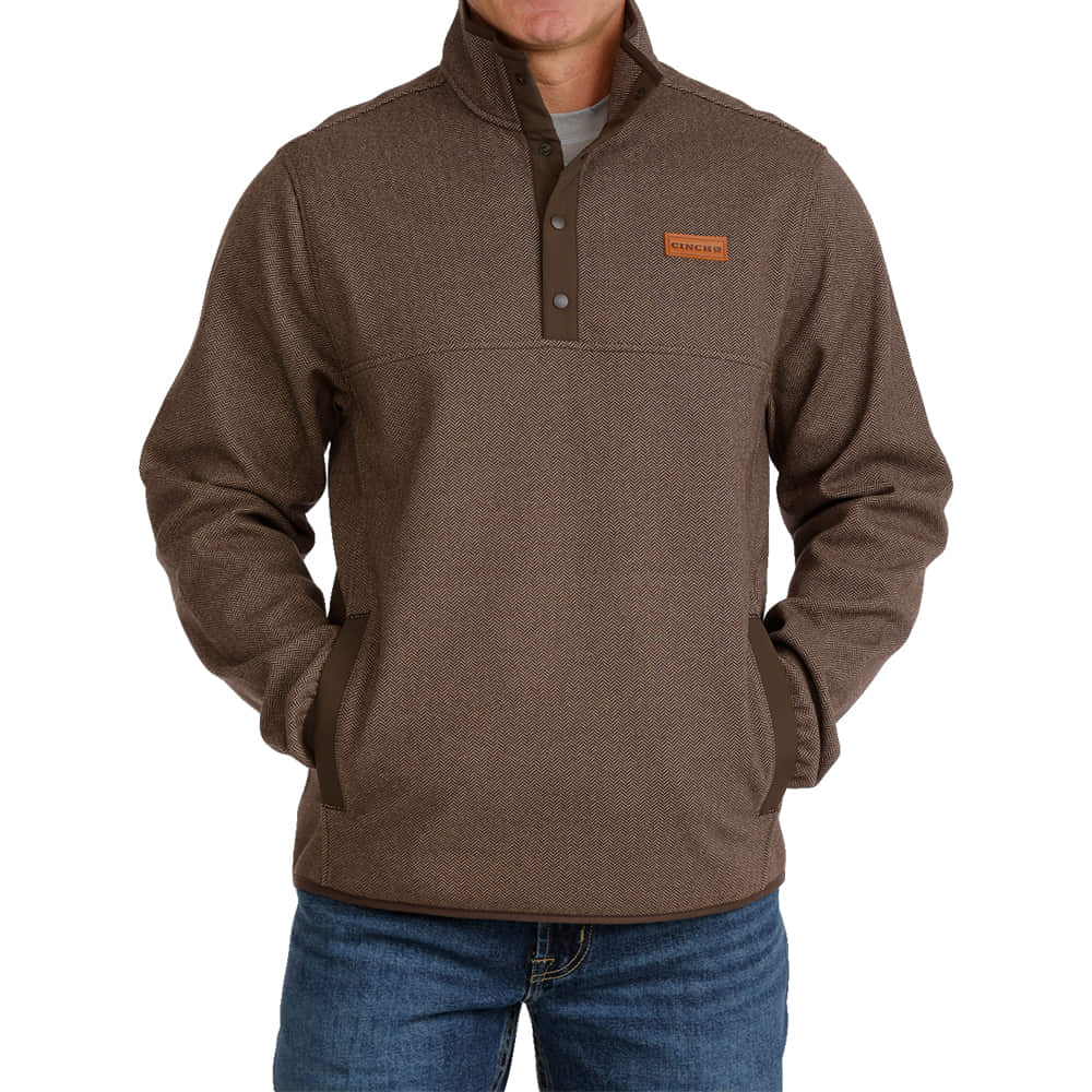 Cinch Apparel Sweater Knit Pullover Leather Logo Patch