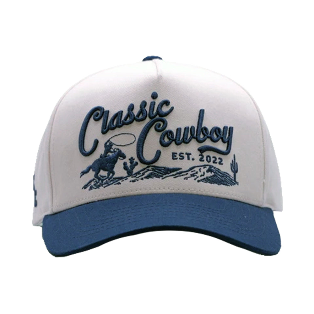 Classic Cowboy Hats Classic Cowboy The Frontier Roper Cap in Off White and Navy
