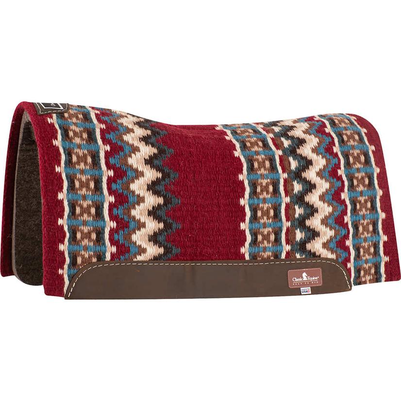 Classic Equine Tack 30"X34" / Cherry/Cobalt Classic Equine ESP Contoured Wool Top Saddle Pad 30x34x3/4