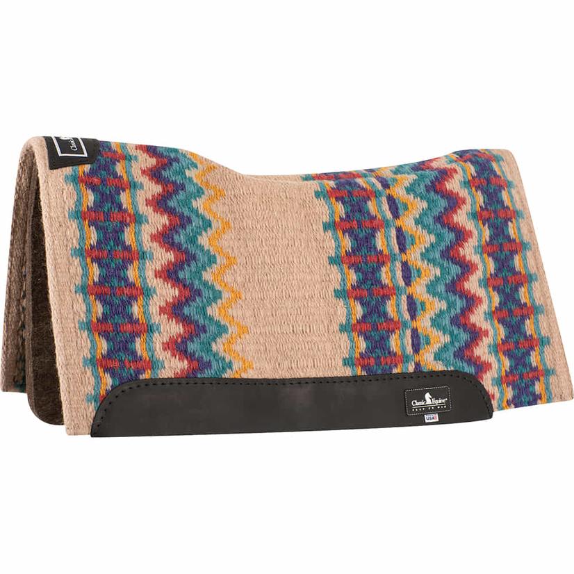 Classic Equine Tack 30"X34" / Latte/Coral Classic Equine ESP Contoured Wool Top Saddle Pad 30x34x3/4