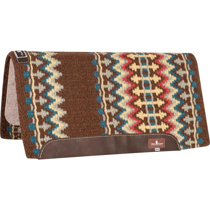 Classic Equine Tack 32"X34" / Chestnut/Lemon / Black Classic Equine Classic Wool Top 32 x 34 Saddle Pad