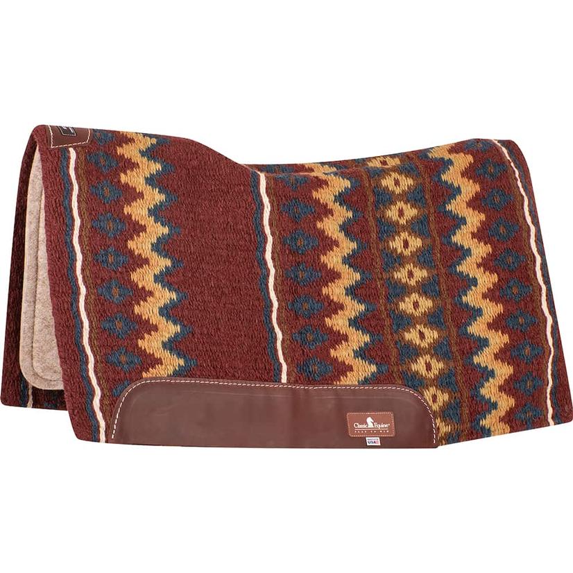 Classic Equine Tack 34"X38" / Burgundy/Navy Classic Equine ESP Contoured Wool 34x38 x 3/4 inch Pad