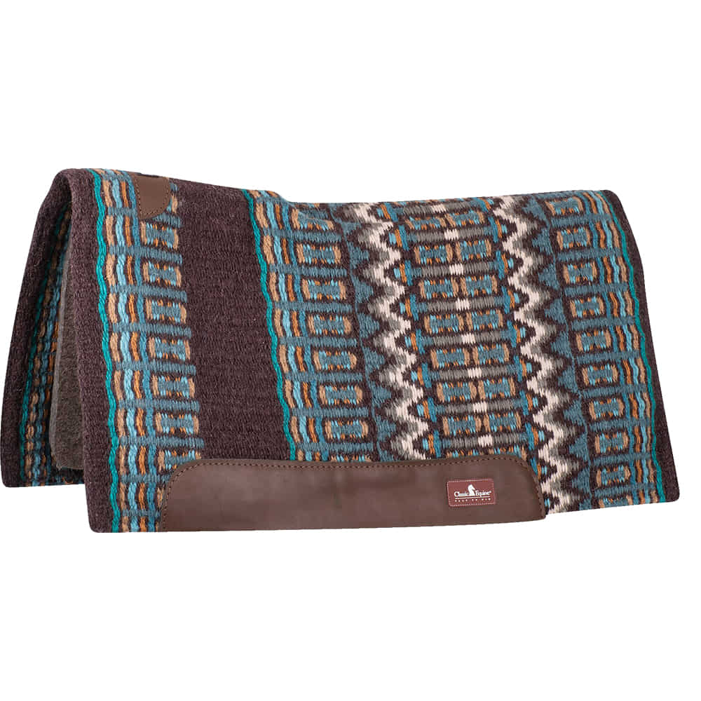 Classic Equine Tack 34"X38" / Coffee/Teal Classic Equine Classic Wool Top 34 x 38 Saddle Pad