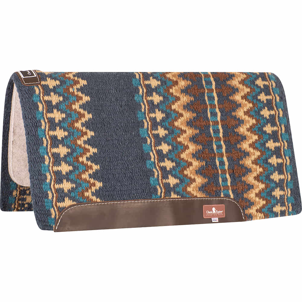 Classic Equine Tack 34"X38" / Navy/Chestnut Classic Equine Classic Wool Top 34 x 38 Saddle Pad