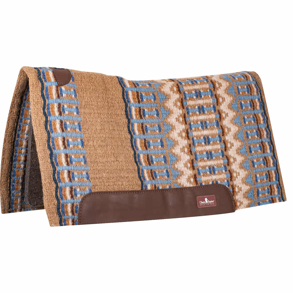 Classic Equine Tack 34"X38" / Umber/Navy Classic Equine Classic Wool Top 34 x 38 Saddle Pad