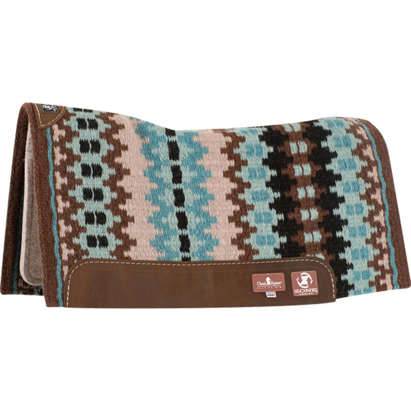 Classic Equine Tack Chestnut/Turquoise / 32X34 Classic Equine Zone Wool Top Saddle Pad 32x34 x.75