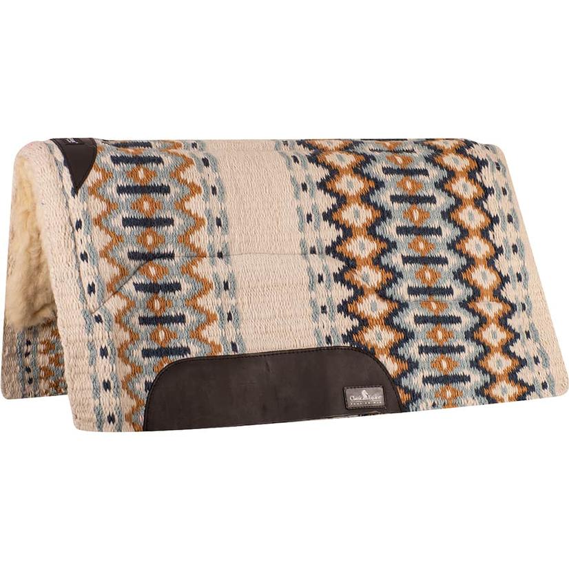 Classic Equine Tack Cream/Blue / 34"X38" Classic Equine Sensorflex Wool Top Pad 34x38