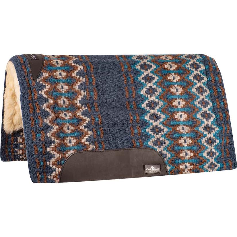 Classic Equine Tack Navy/Chestnut / 34"X38" Classic Equine Sensorflex Wool Top Pad 34x38