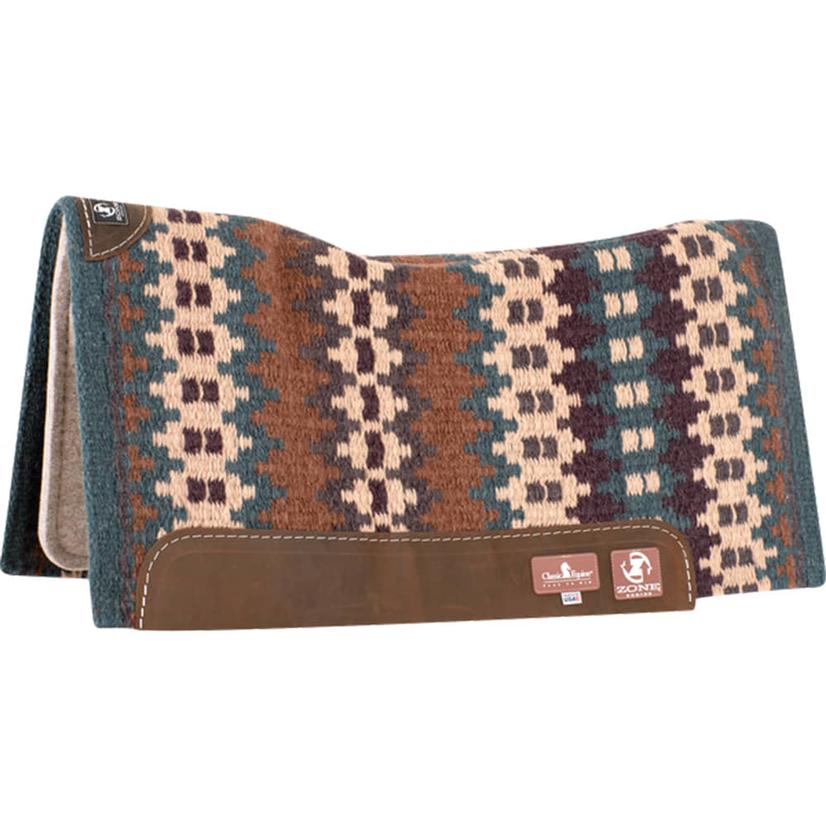 Classic Equine Tack Teal/Slate / 32X34 Classic Equine Zone Wool Top Saddle Pad 32x34 x.75