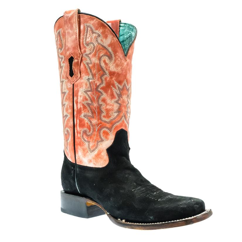 Corral Boots Footwear Corral Black and Coral Suede Embroidery Women's Boot