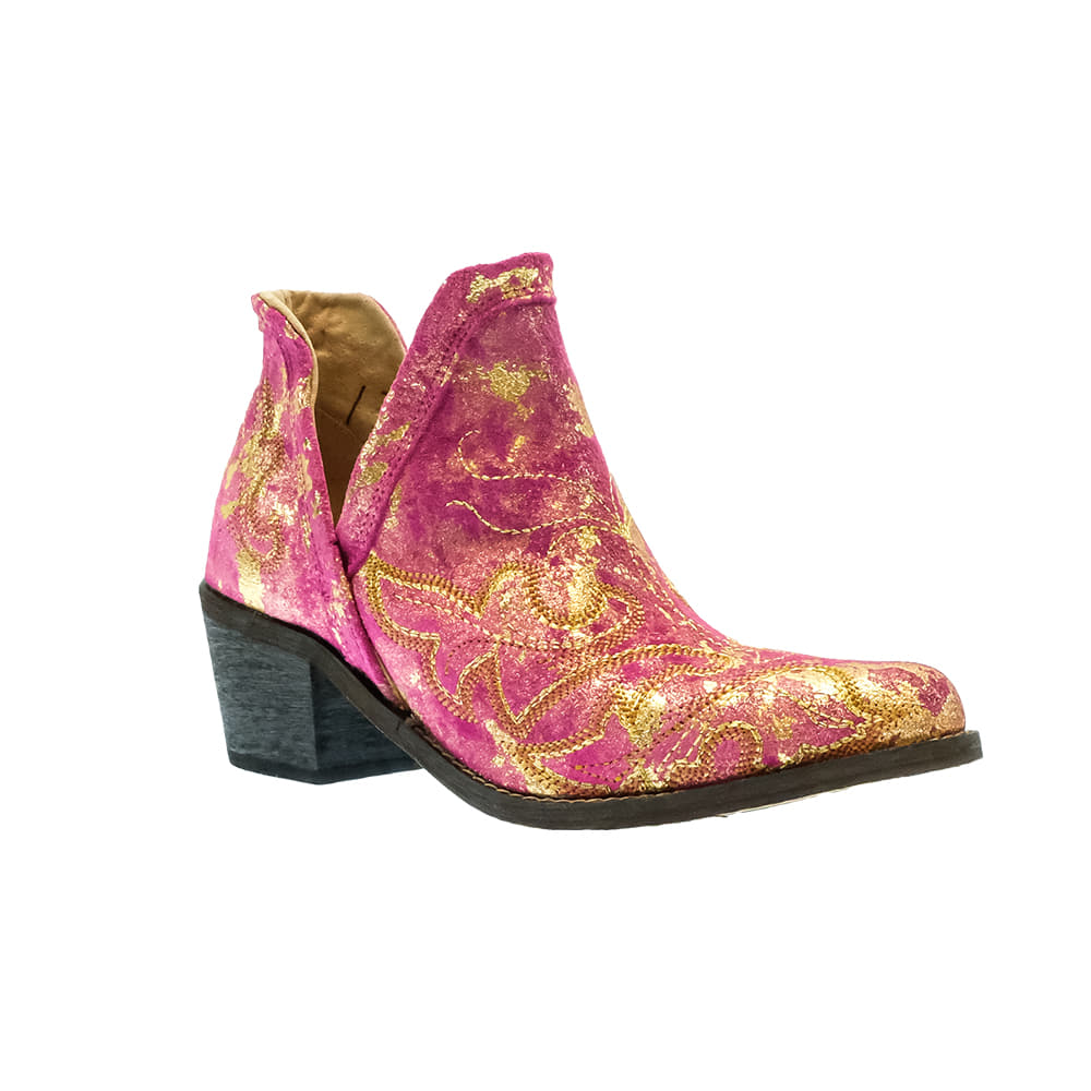 Corral Boots Footwear Corral Boots Pink and Gold Embroidered Women's Booties