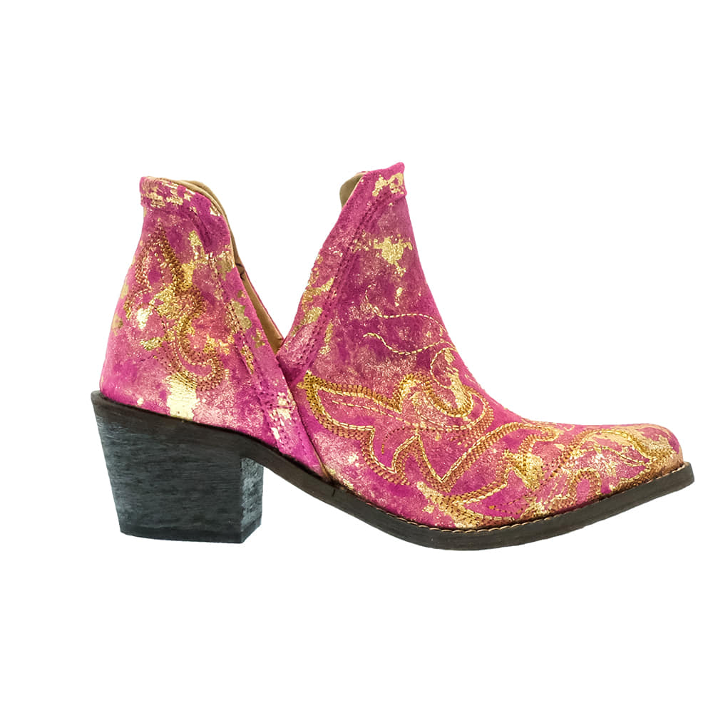 Corral Boots Footwear Corral Boots Pink and Gold Embroidered Women's Booties