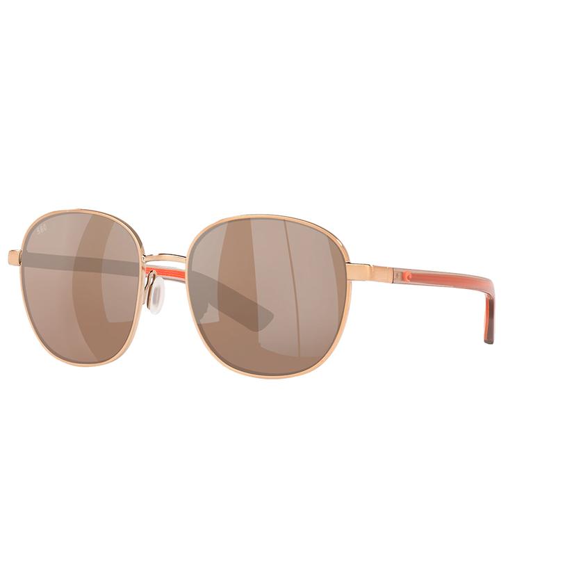 Costa Sunglasses OSFA / ROSE_GOLD Costa Egret Rose Gold Copper Silver Mirror Polarized Glass Lens Women's Sunglasses