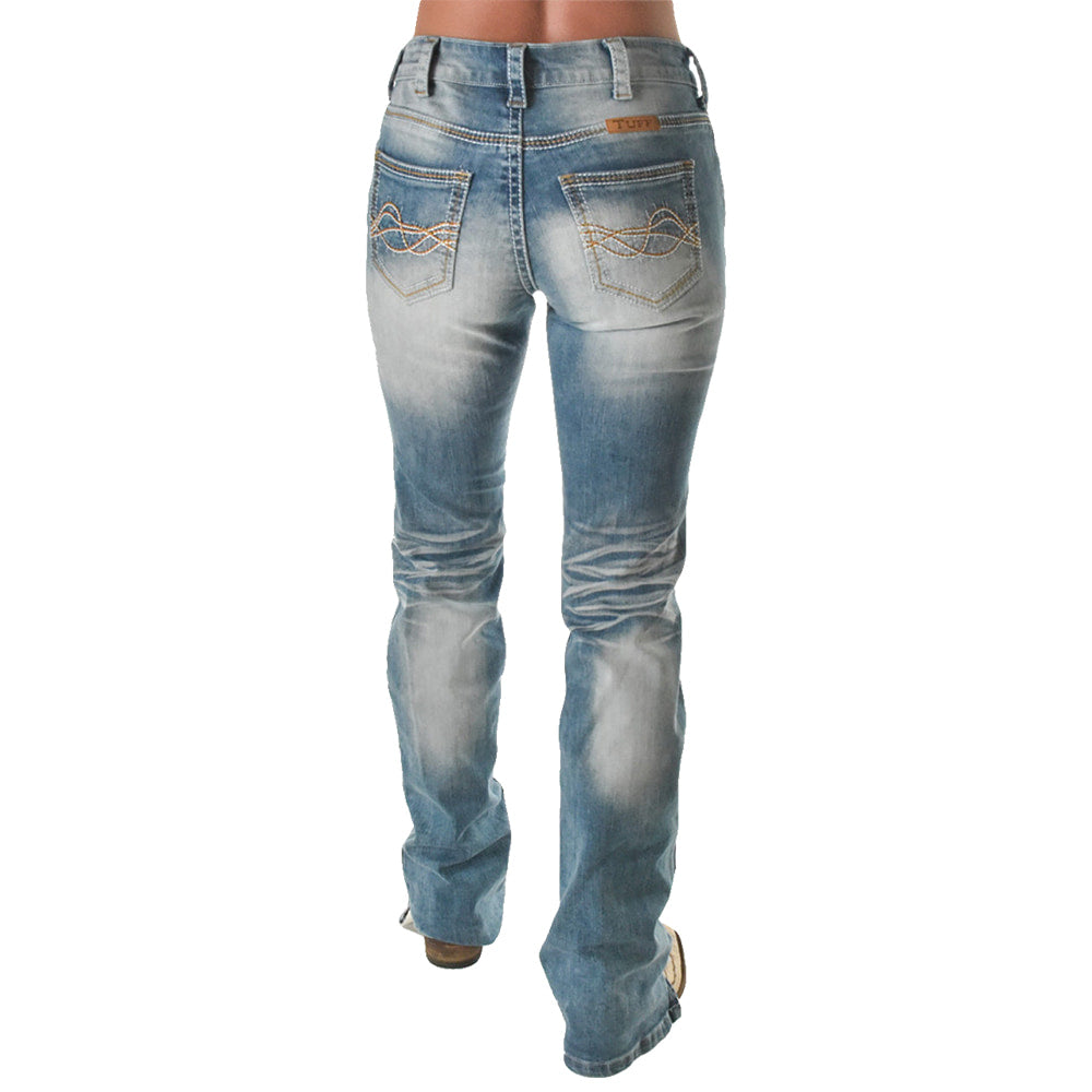 Cowgirl Tuff Apparel Cowgirl Tuff Women's Dark Faded Denim Mid Rise Bootcut Jeans