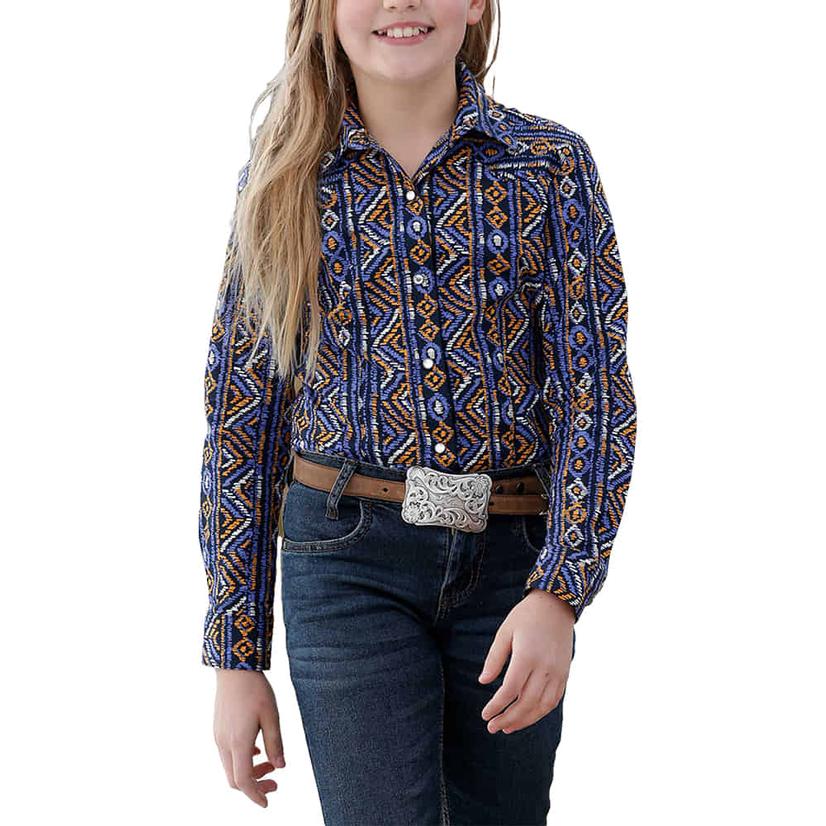 Cruel Denim Apparel Cruel Denim Aztec Print Long Sleeve Snap Girl's Shirt