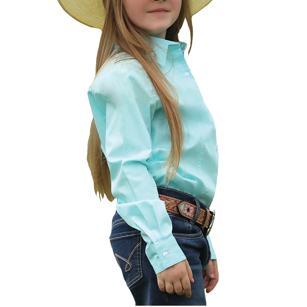 Cruel Denim Apparel Cruel Denim Solid Cotton Plain Weave White Button Logo Embroidery Girl's Shirt