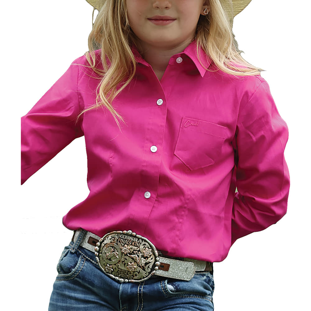 Cruel Girl Apparel Cruel Girl Long Sleeve Solid Pink Button-Down Girl's Shirt