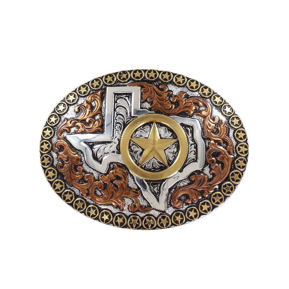 Crumrine Apparel Crumrine Three Tone Texas Star and State Belt Buckle