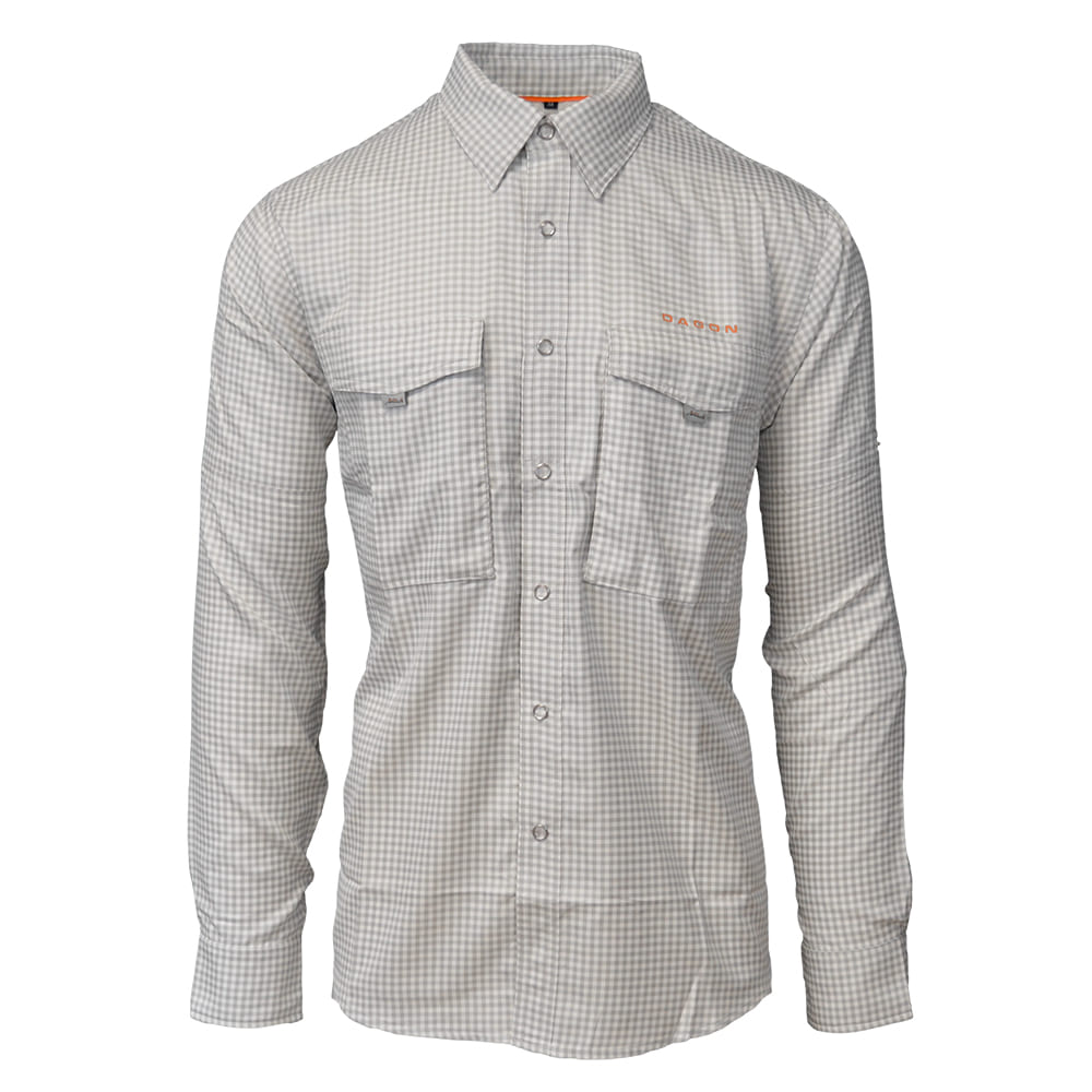 Dagon Fishing Apparel Dagon Anomaly Gray and White Gingham Long Sleeve Men's Shirt