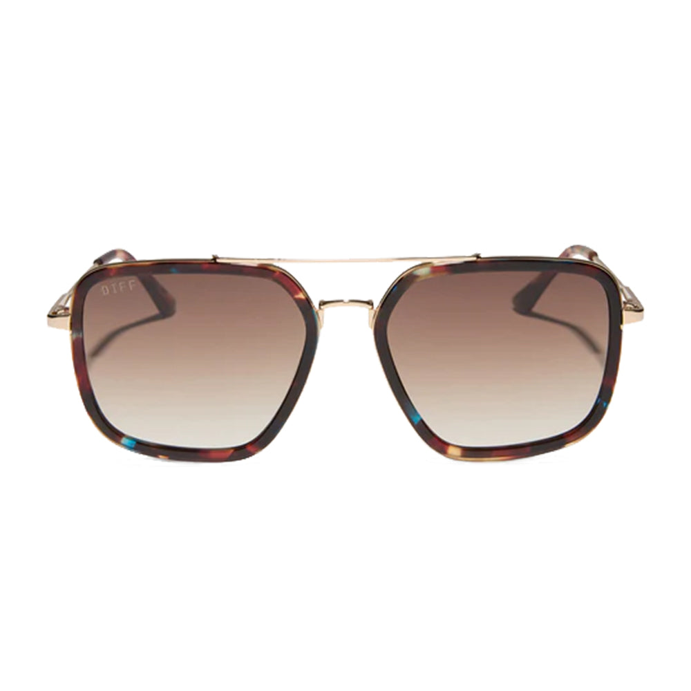 Diff Eyewear Apparel Diff Eyewear Jordan Confetti Tortoise and Brown Gradient Sunglasses