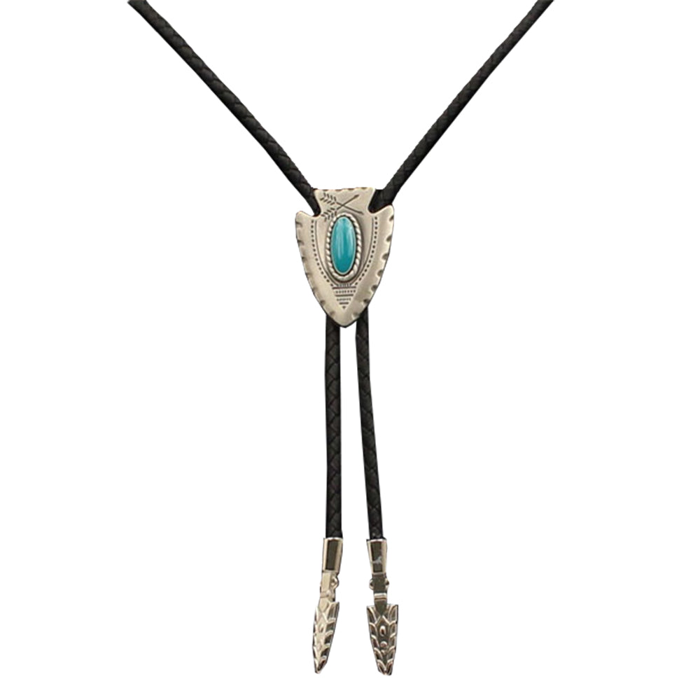 Double S Jewelry Double S Arrowhead with Turquoise Stone Bolo Tie