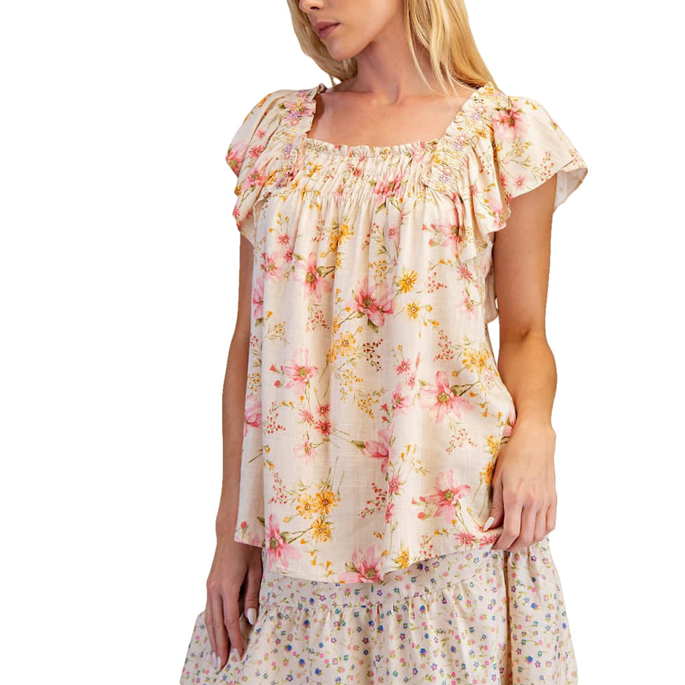 Easel Apparel Wing Sleeve Loose Fit Blouse