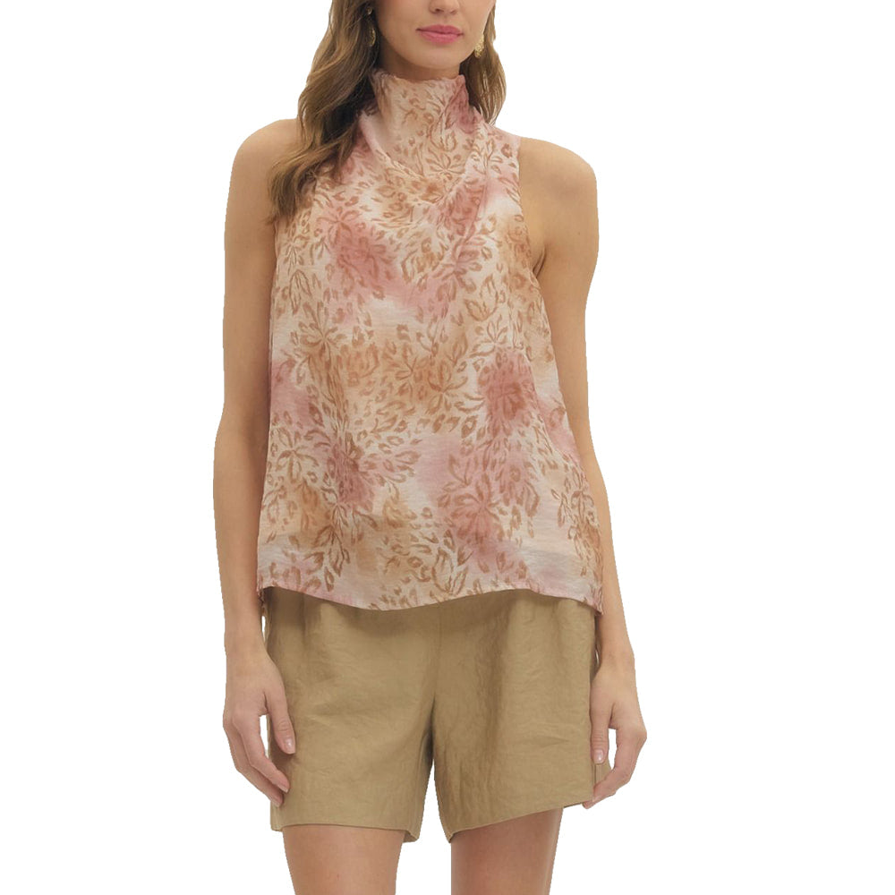 Entro Apparel Sleeveless Mock Neck Blouse
