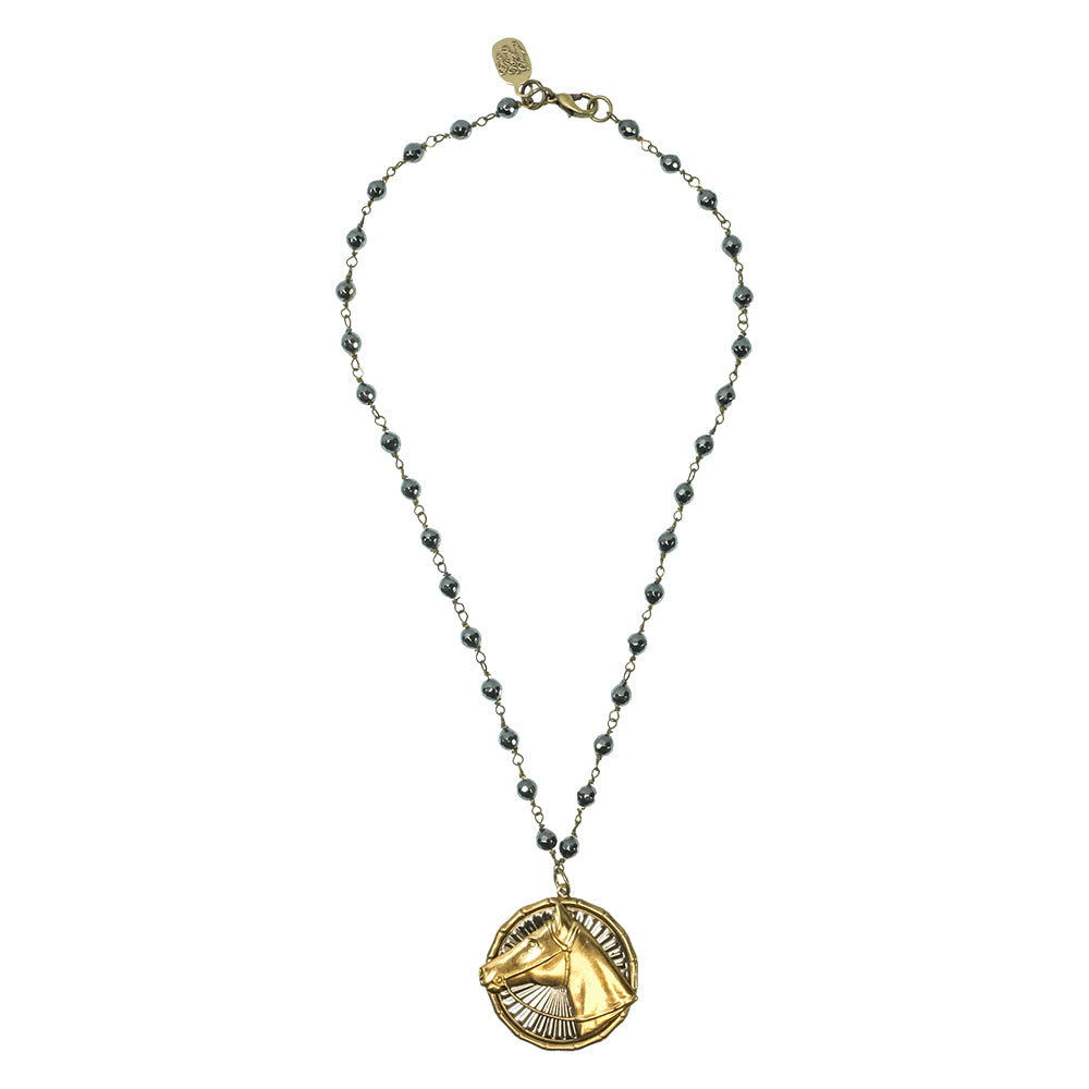 Erin Knight Designs Jewelry 18 Inch Erin Knight Designs Hematite Rosary With Gold Plated Pendant