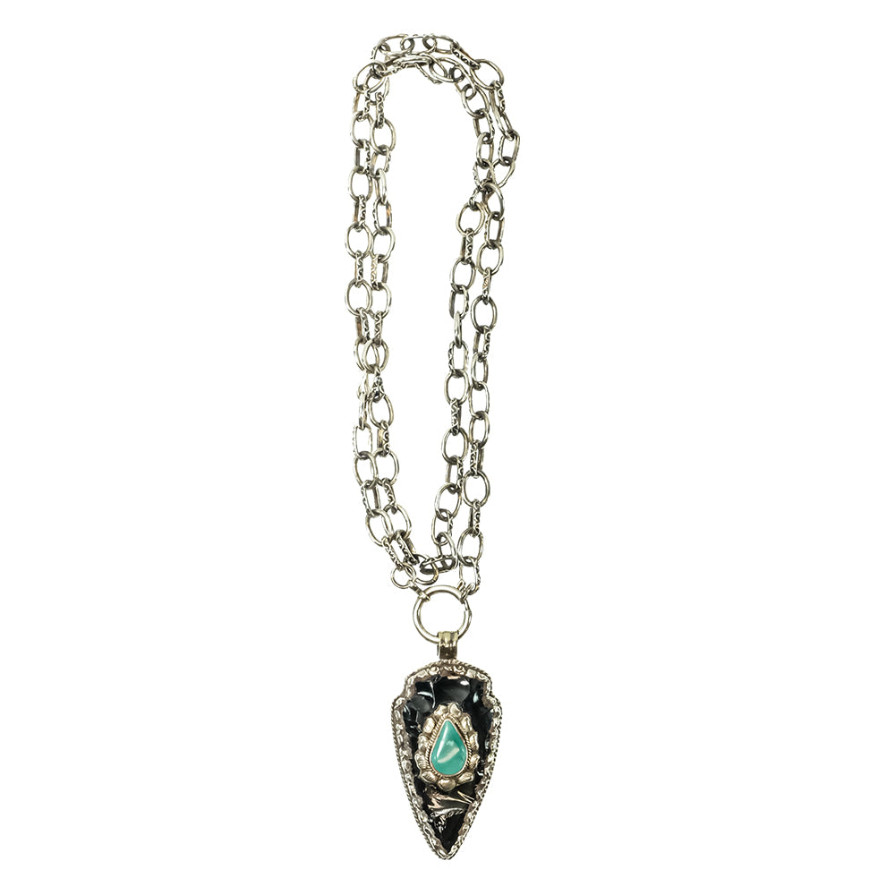 Erin Knight Designs Jewelry 36 Inch Black Arrowhead With Teardrop Turquoise Necklace
