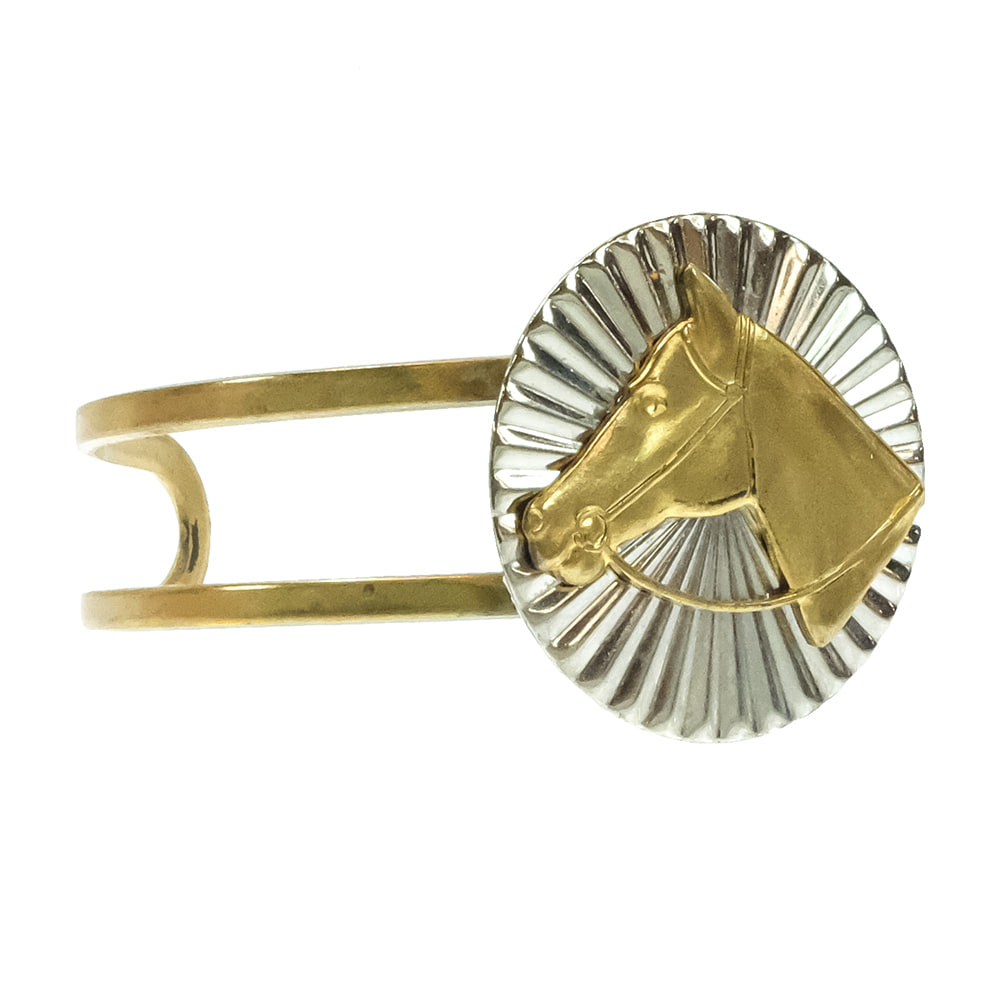 Erin Knight Designs Jewelry Erin Knight Designs Silver and Gold Horse Head Two Band Cuff