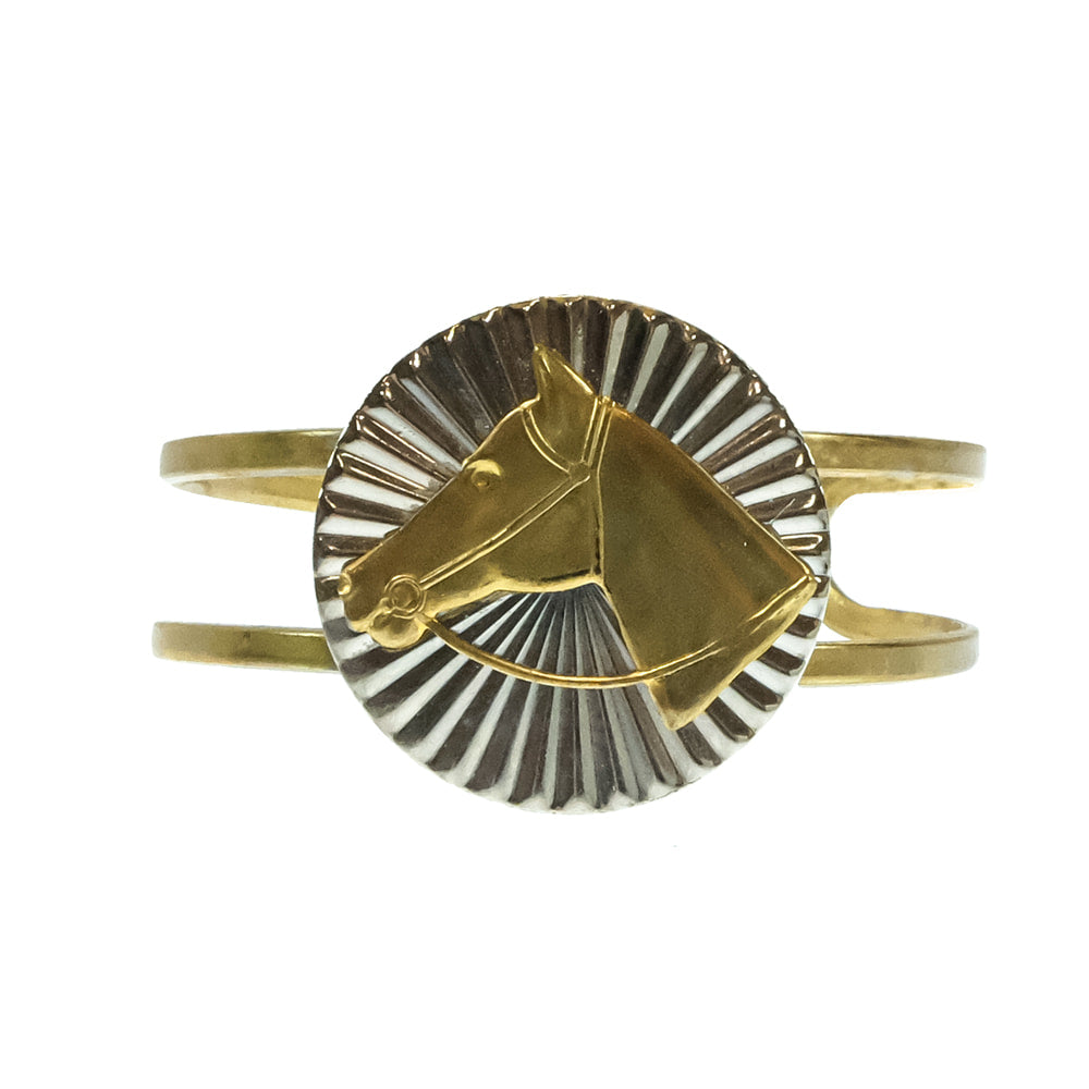 Erin Knight Designs Jewelry Erin Knight Designs Silver and Gold Horse Head Two Band Cuff