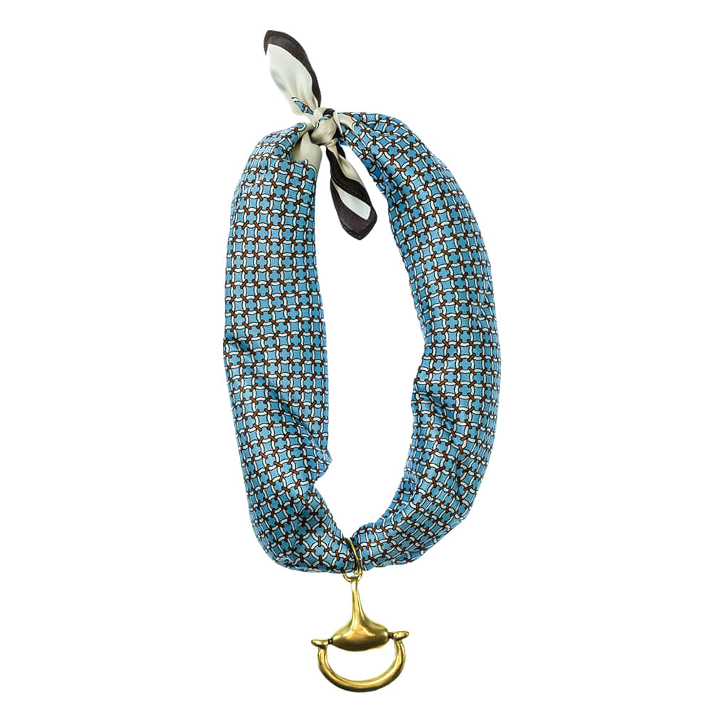Erin Knight Designs Jewelry Erin Knight Designs Snaffle Pendant with Blue, Brown, and White Wild Rag Necklace