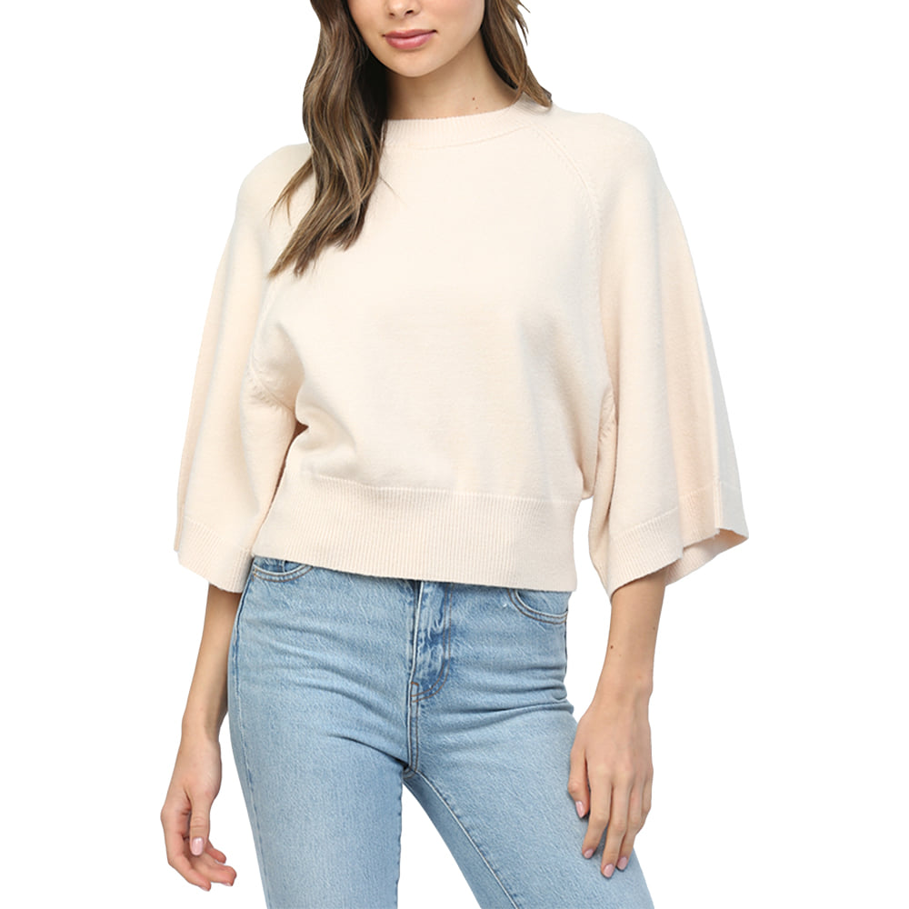 Fate Apparel Short Wide Sleeve Crew Neck Sweater Butter Yellow