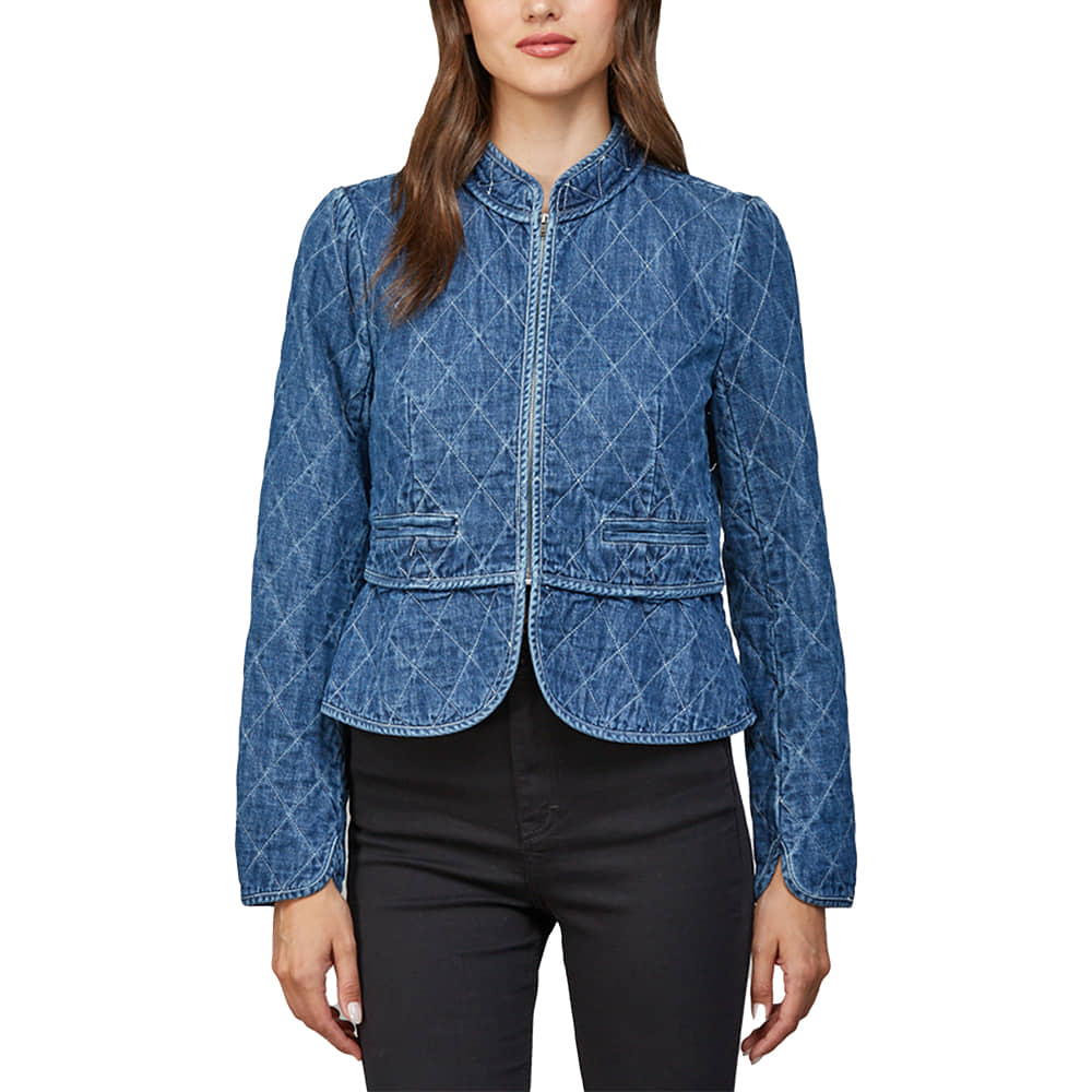 Fate Apparel ZipUp Front Closure Quilted Denim Jacket
