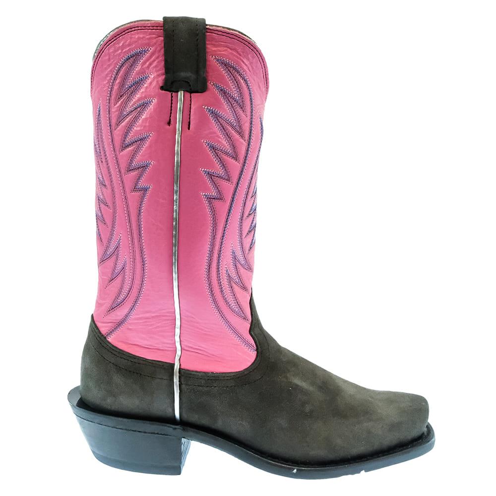 Fenoglio Footwear STT Fenoglio Grey Cape Buffalo Roughout Pink Motochap Women's Boots