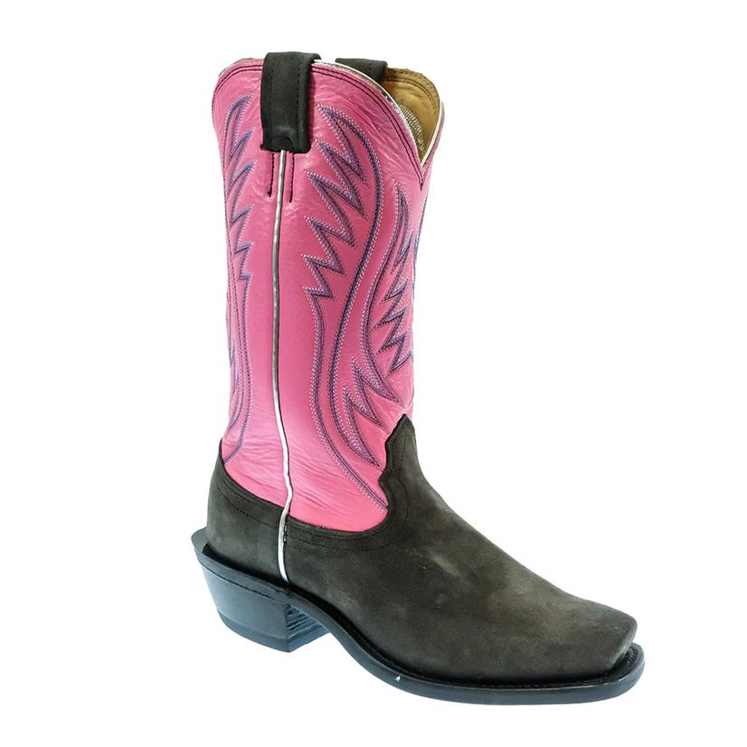 Fenoglio Footwear STT Fenoglio Grey Cape Buffalo Roughout Pink Motochap Women's Boots