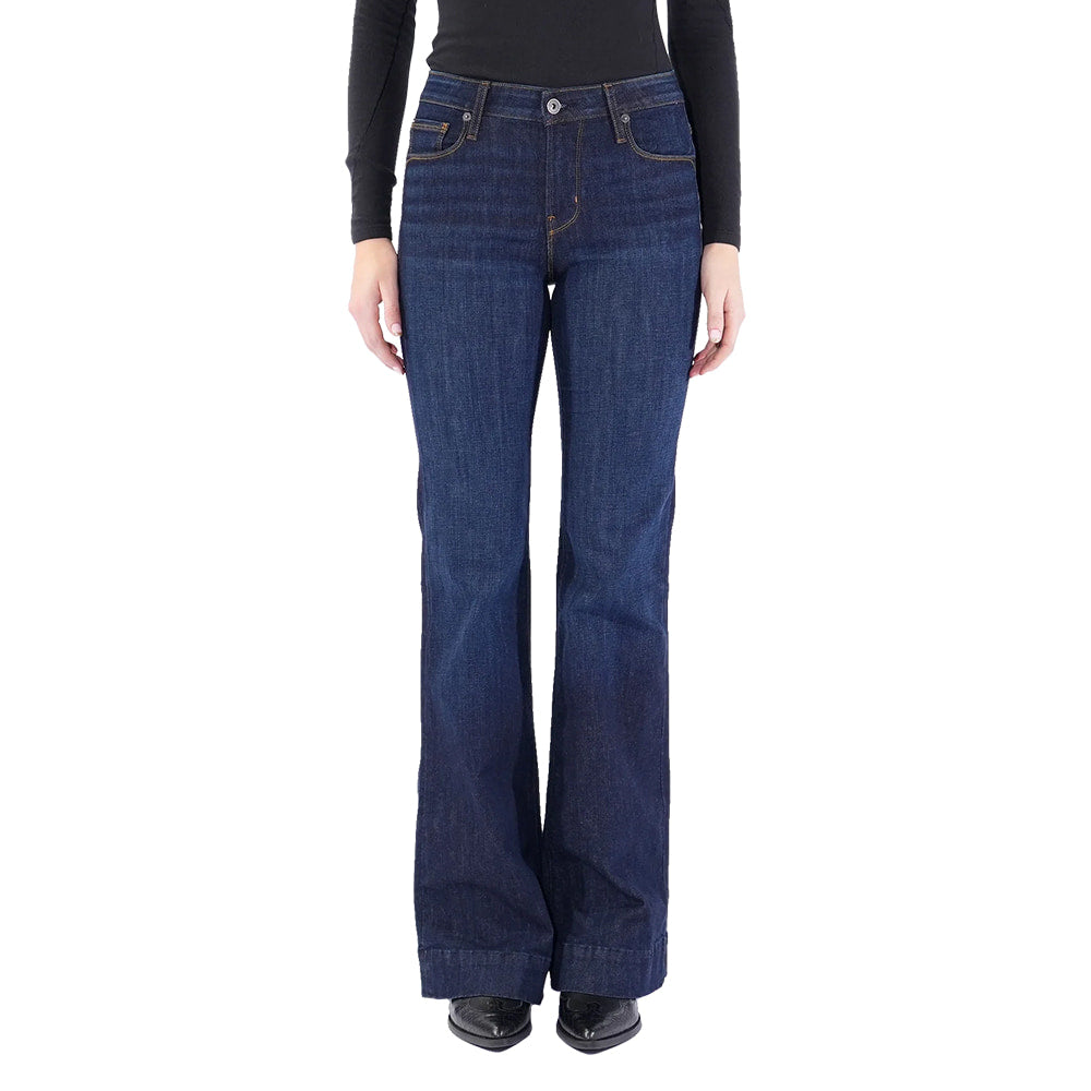 Haala Denim Apparel Haala Denim Women's Bella Trouser Flare Jean in Deep Ocean Gold