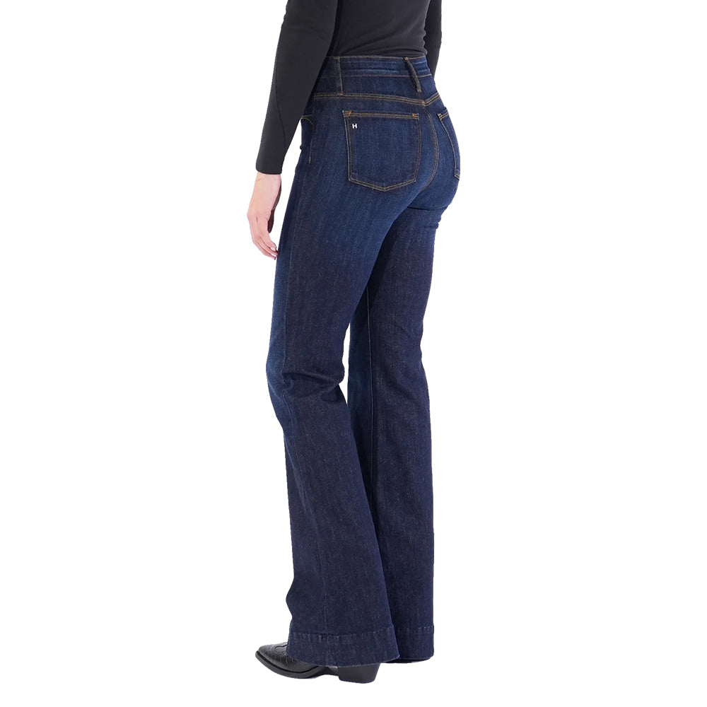 Haala Denim Apparel Haala Denim Women's Bella Trouser Flare Jean in Deep Ocean Gold