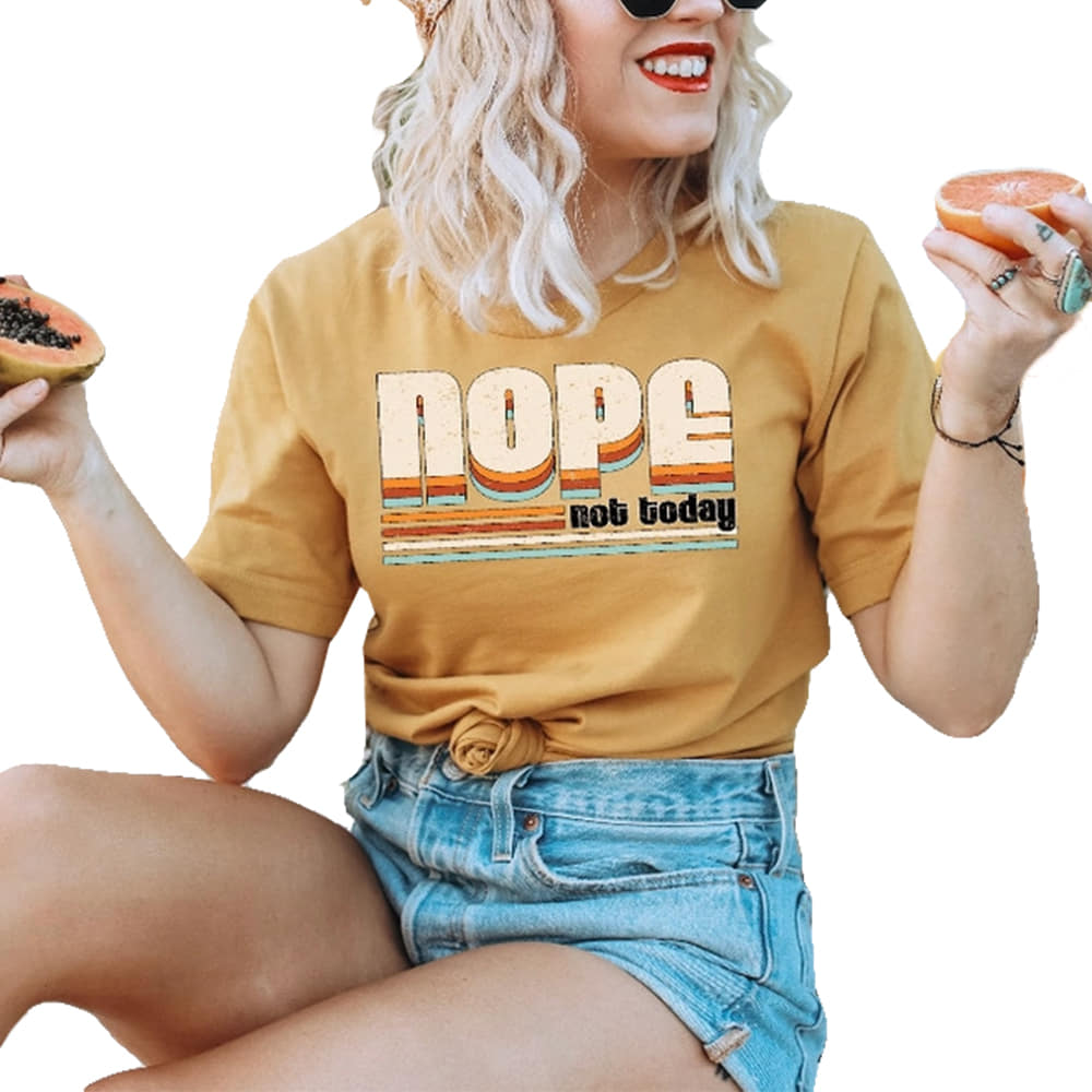 HANK SCOOT Apparel WOMENS NOT NOT TODAY GRAPHIC TEE IN YELLOW