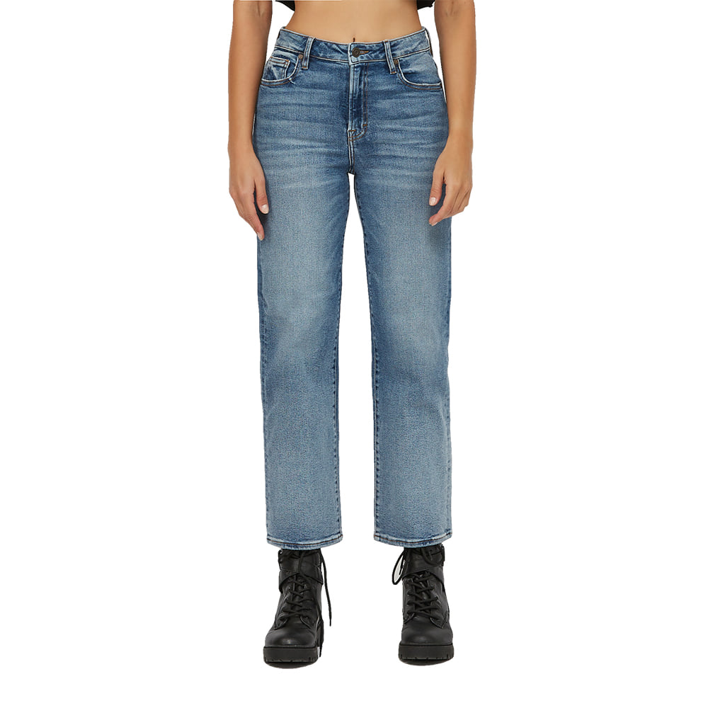 Hidden Apparel Hidden Women's Medium Wash Wide Straight Leg Stretch Jeans