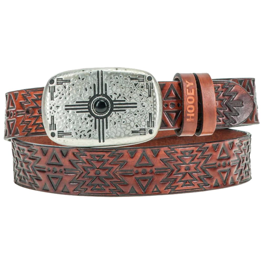 Hooey Apparel Hooey Youth Girl's Dakota Brown Leather with Black Aztec Embossed and Copper Thunder Belt