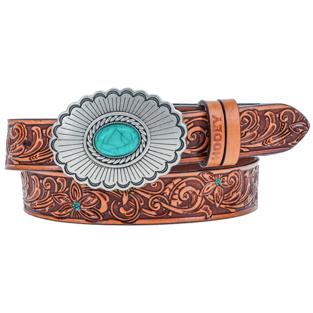 Hooey Apparel Hooey Youth Girl's Medina Tan Floral Embossed Belt