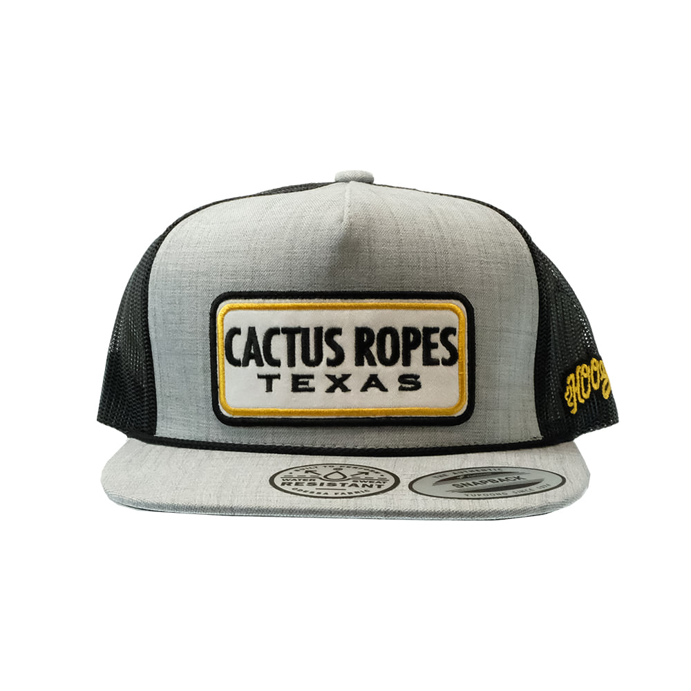 Hooey Hats Hooey Grey and Charcoal 5 Panel Trucker Cap with White and Black Patch