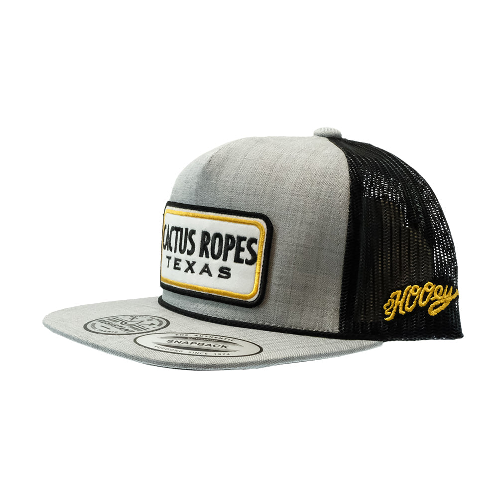 Hooey Hats Hooey Grey and Charcoal 5 Panel Trucker Cap with White and Black Patch